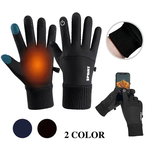 Unisex Cotton-Poly Winter Touchscreen Gloves - Windproof Thermal Liner for Running, Cycling Sports & Outdoor Activities