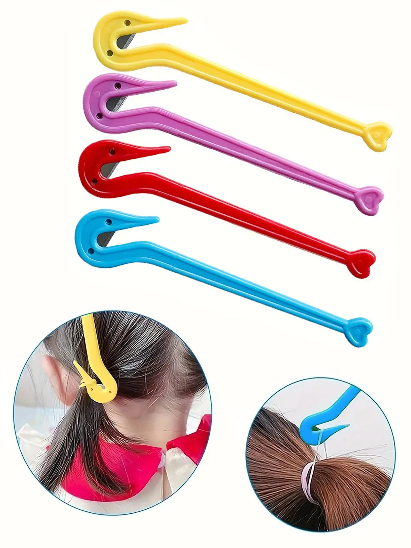 4pcs Portable Disposable Single Use Hair Tie Cutter, Simple Design Elastic Hook Knife, Hair Removal Tool, Convenient and Easy to Use