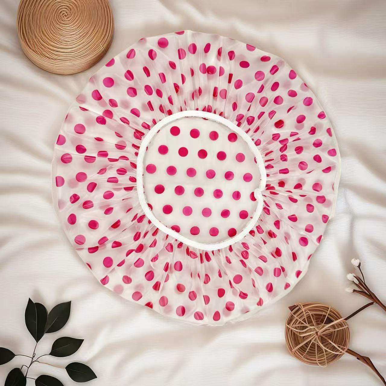 Cute Cherry Print PE Shower Cap, Waterproof Reusable Hair Cap for Shower, Hair Treatme