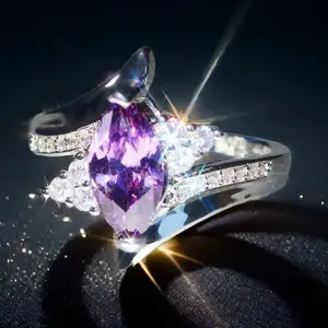 Marquise Geometric Micro Paved CZ Ring | Korean Japanese Style Dainty Unique Fashion Ring for Women