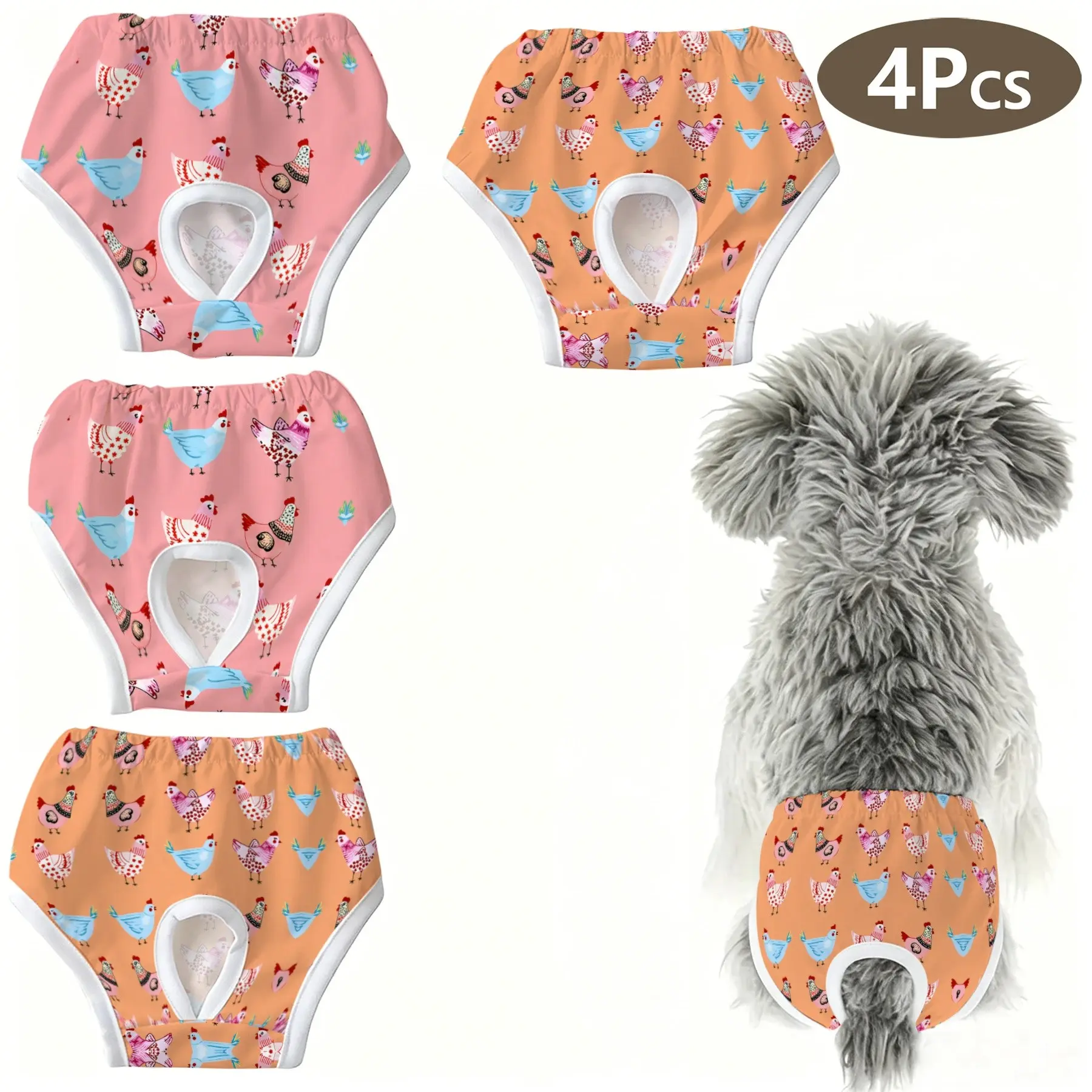 4-Piece Set Cute Pet Print Underwear, Anti-Interference Panties for Dogs & Cats, Ideal for Holidays, Home, Outdoors, Travel