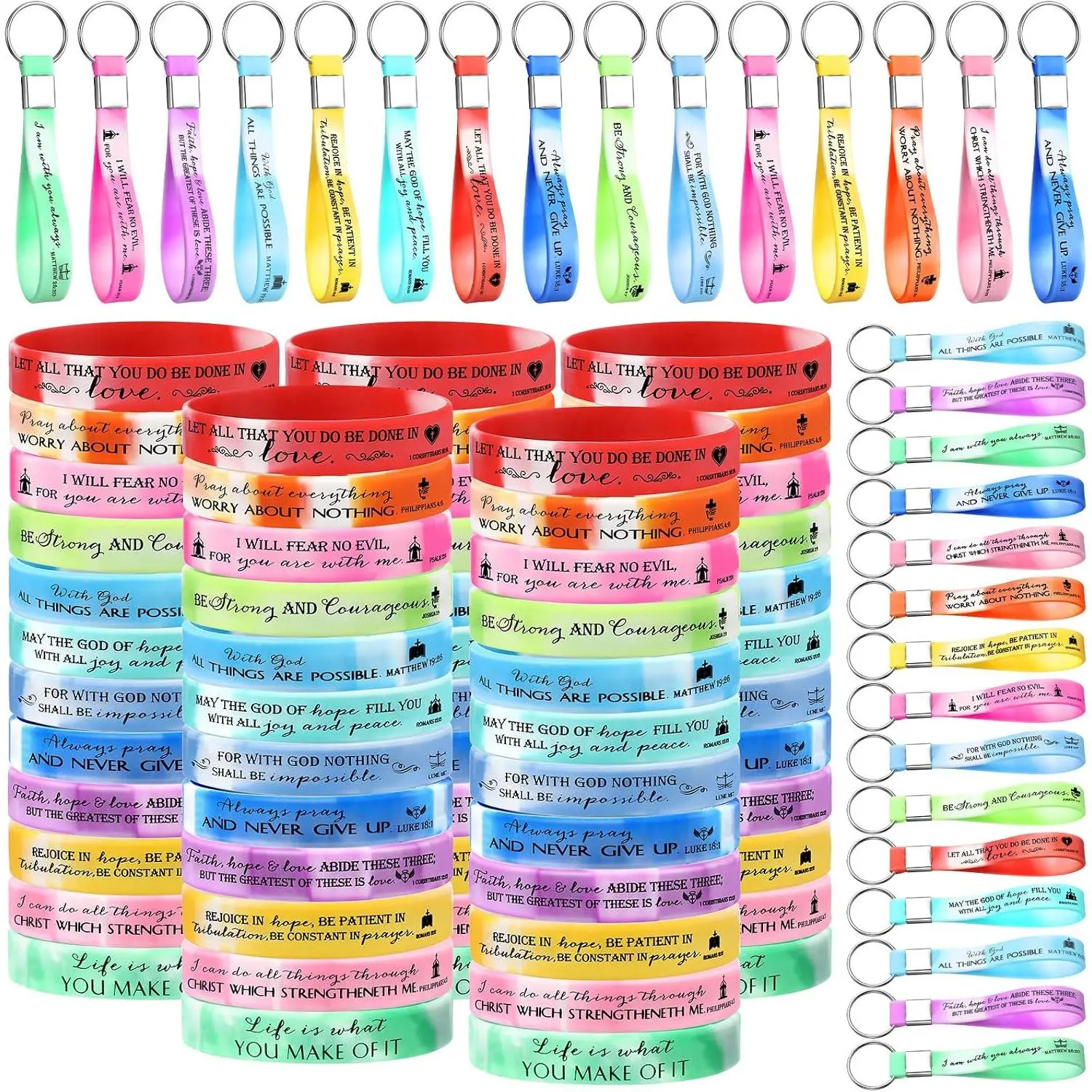 120 count  Verse Bracelet Christian Bulk Scripture  with Inspirational Quote for Party Favors Church