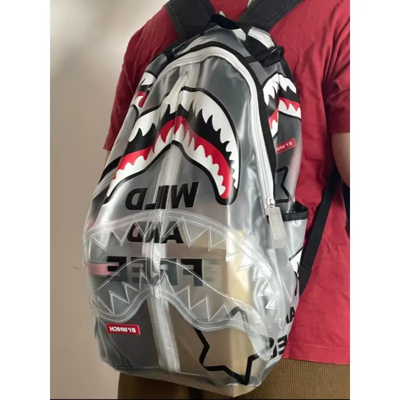 SG Shark-themed Transparent Large-Capacity Backpack – Trendy Casual School & Travel Bag for Men & Women Gag Toys & Practical Jokes