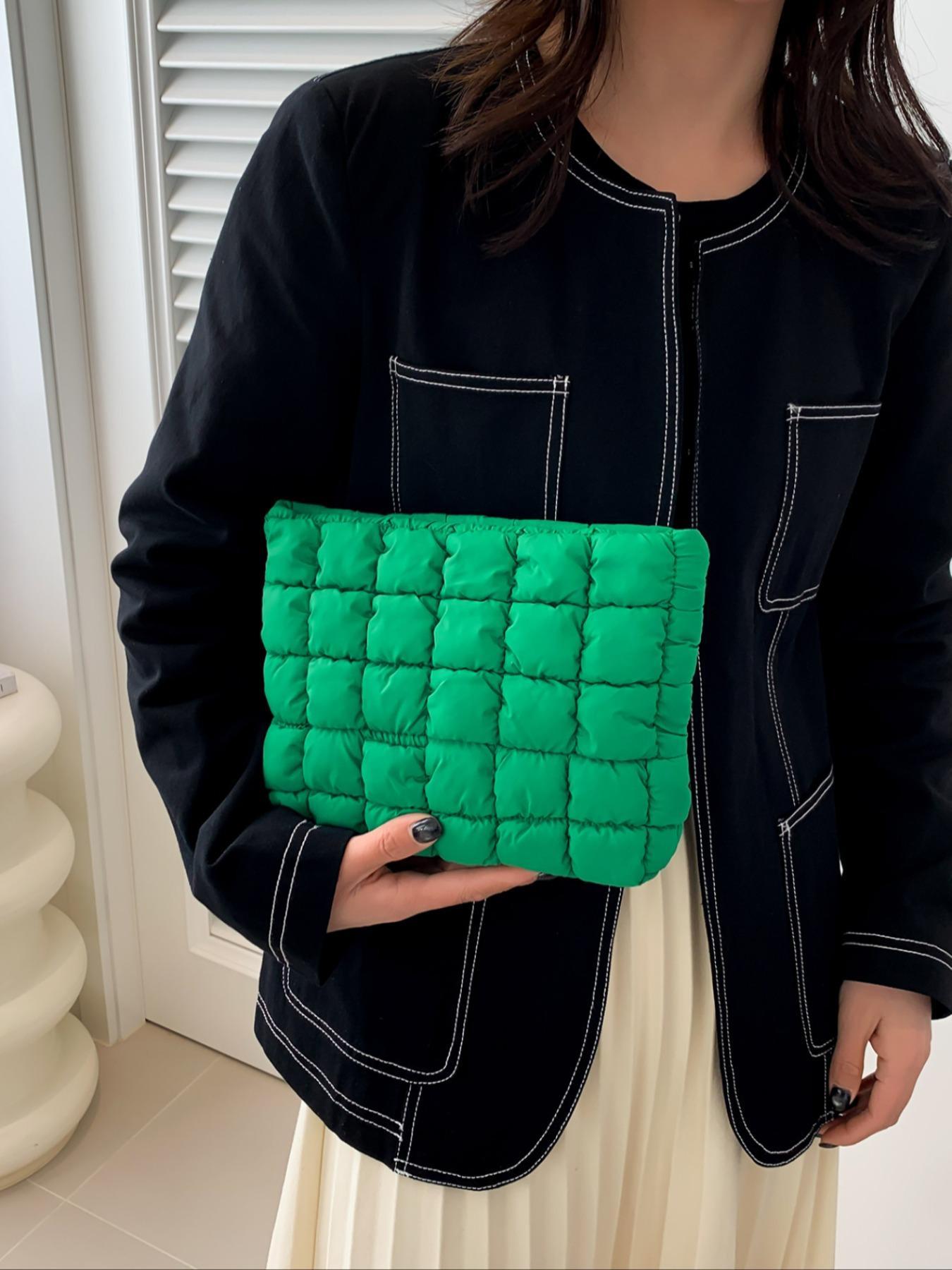 Large Capacity Quilted Design Clutch, Travel Storage Bag With Zipper, Perfect Christmas Gift Idea, Quilted Purse