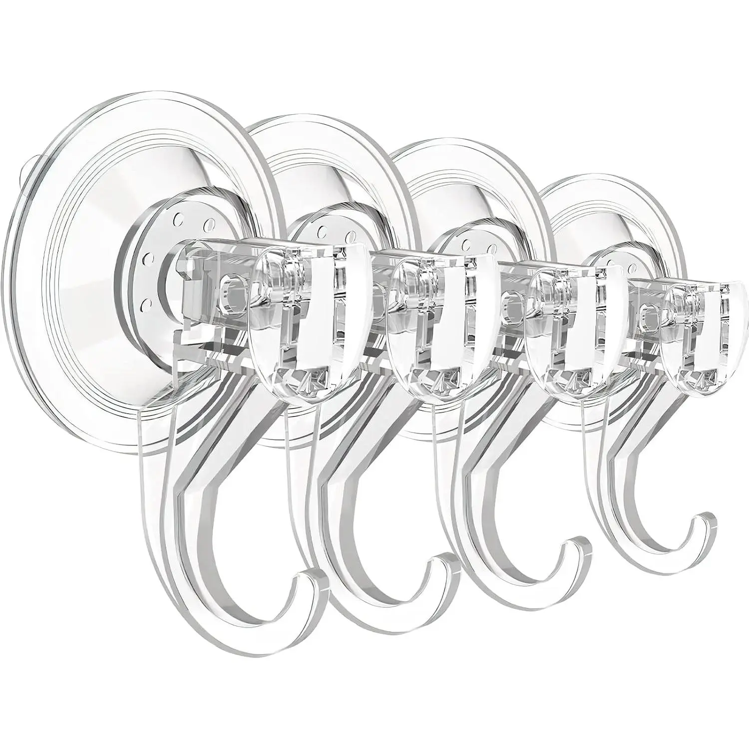 Suction Cup Hooks for Shower, Large Clear Heavy Duty Suction Cup Hooks, Wreath Hangers for Window Glass (4 Packs)