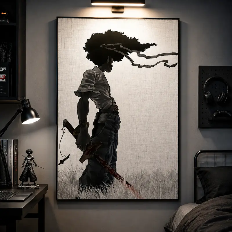 African Samurai Anime Poster, Room Aesthetics Poster, Decoration Painting, Canvas Wall Art, Hanging Ornaments Artistic Print Photo wall decor Glossy african american art anime wall art home decor wall art printed art canvas modern poster