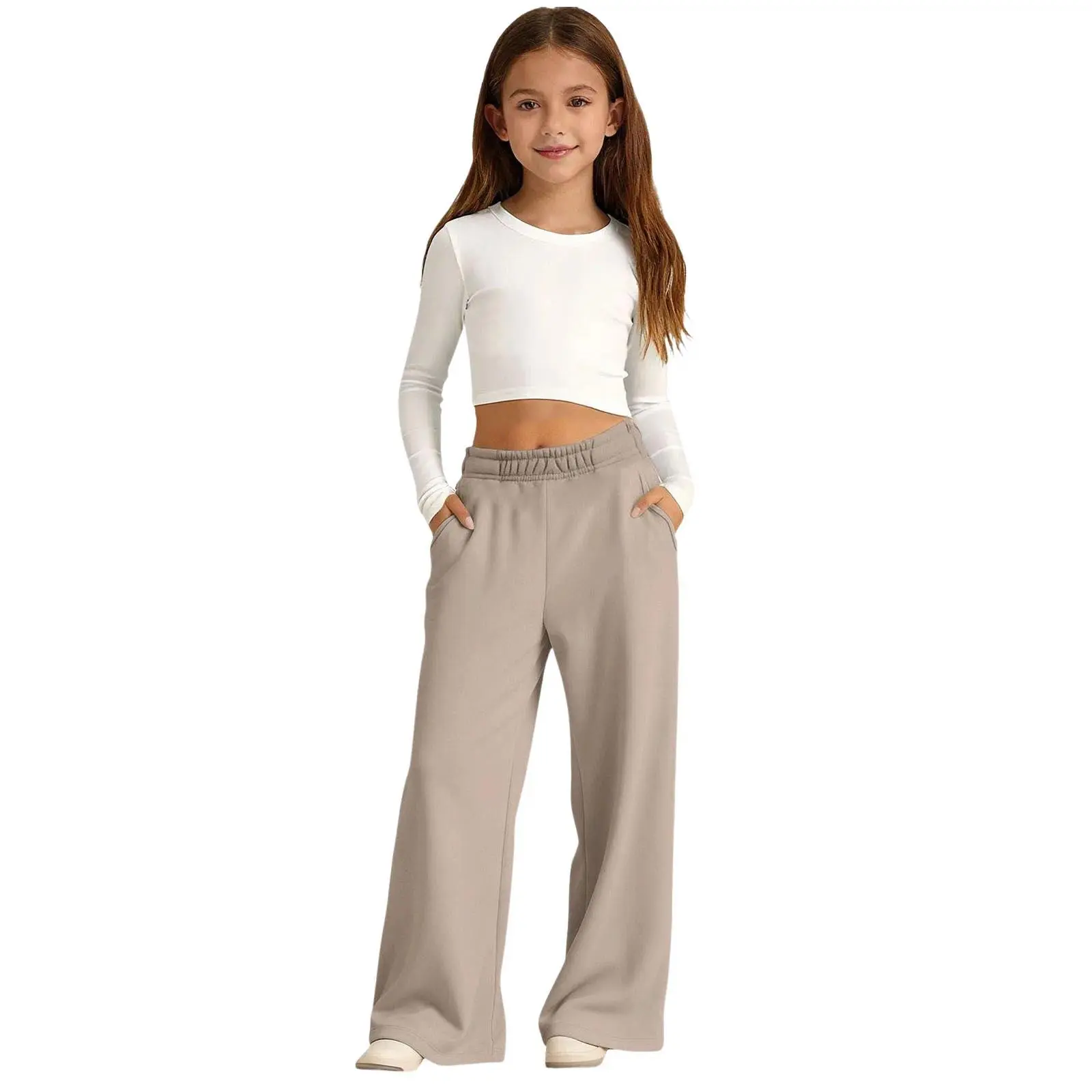 6-14Y Girl Sports Pants Teenager Spring Wide Leg Sweatpants Children's Joggers Pants Teen Girls Loose Trousers Kids Clothes