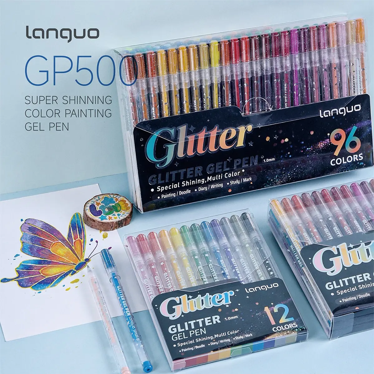 12/48/96 Color Glitter Gel Pen, Bright Metallic Outline Fluorescent Pen, Vibrant Ink, Dreamy Sparkle Effect, Essential for Back-To-School Season