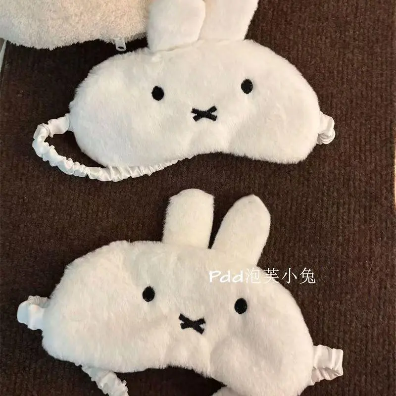 Kawaii Cute Miffy Plush Eye Mask for Light-blocking During Office Lunch Break, Dormitory Sleep and Rest.