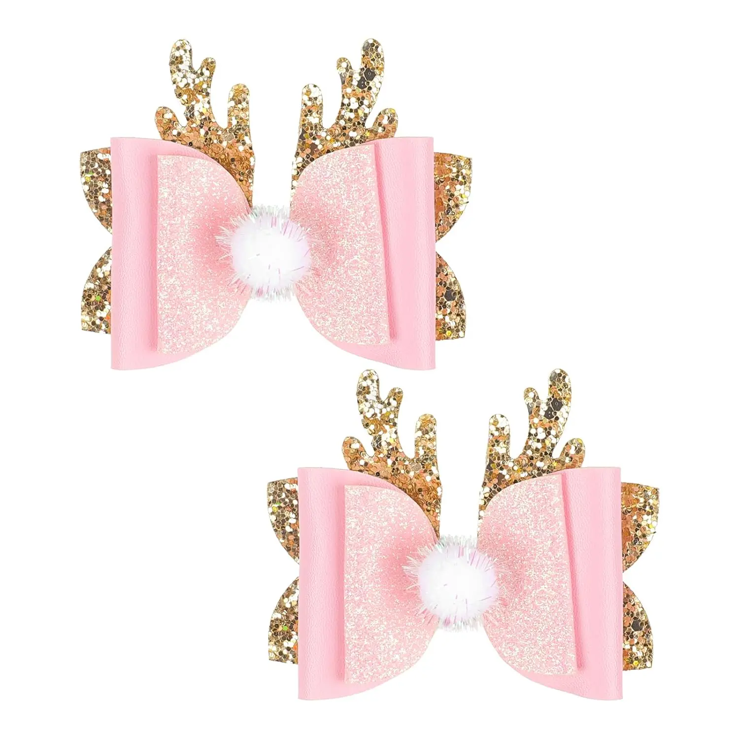 Reindeer Antler Hair Clips  Christmas Hair Bows Clips  Antler Hair Pins Glitter Sequin  Girl Hair Bows Christmas Hair Accessories for Women & Girls