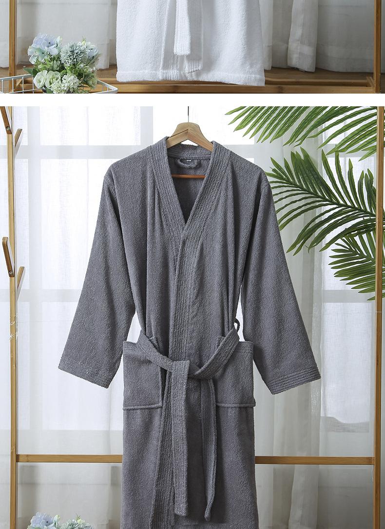 Hotel pure cotton bathrobe, spring and autumn towel material pajamas for women, all-cotton long style, soft, absorbent, quick-drying bathrobe with logo