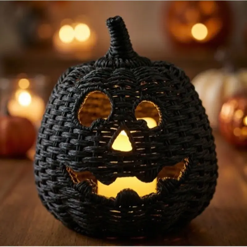 Halloween pumpkin lantern desktop ornament, atmospheric smiling pumpkin lantern made of resin