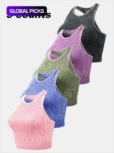 women's solid racerback sports tank top, casual sleeveless round neck top for yoga gym workout running, workout tops, ladies sportswear for spring & fall, activewear, tops for women, summer tops, womenswear