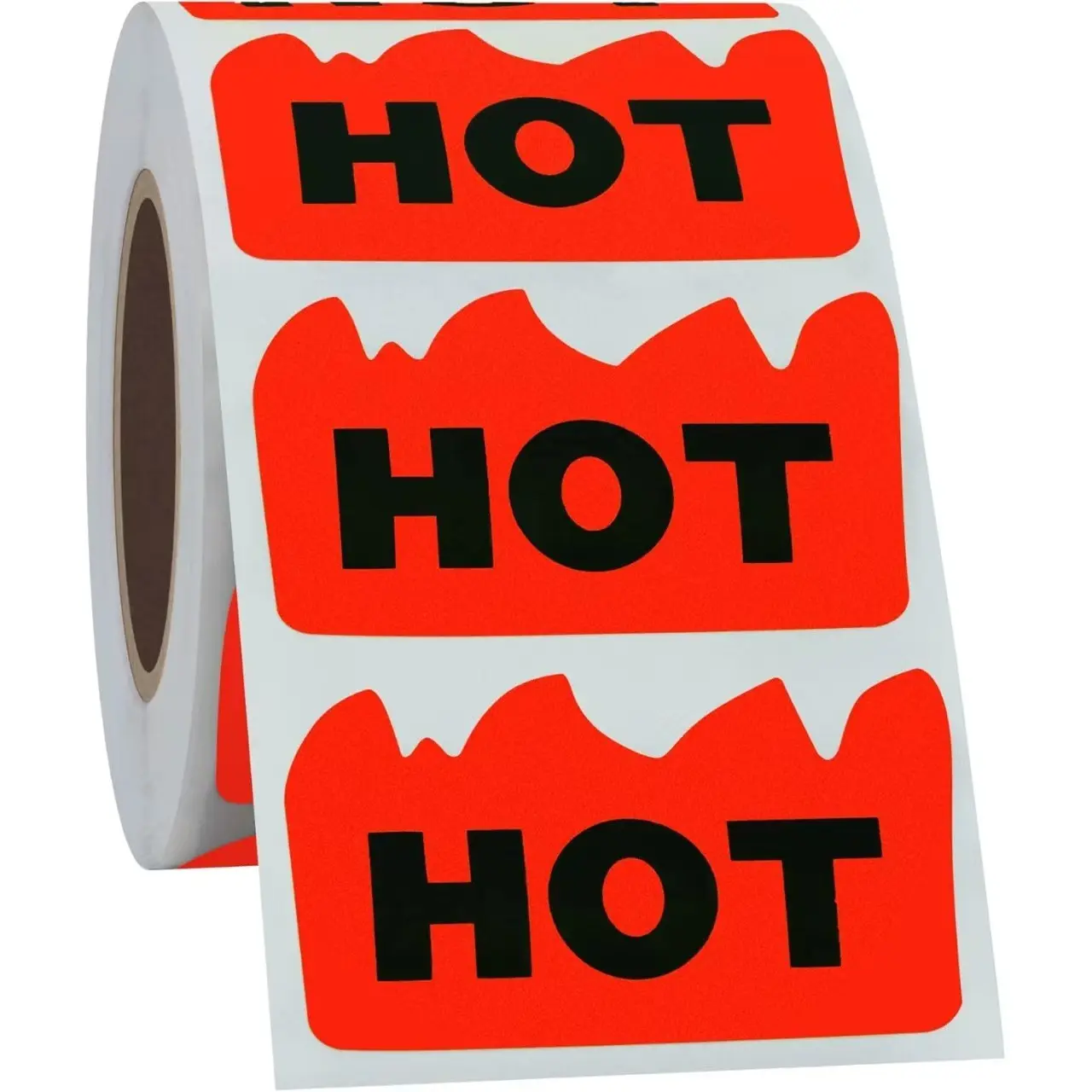 Fluorescent color flame-shaped sticker printing，500 Pieces Hot Stickers, Sticker Labels, Label, 2 X 1-1/5 Inch Fluorescent Flame Design, Ideal for Marking Best Sellers in Restaurants, Stores, Shops