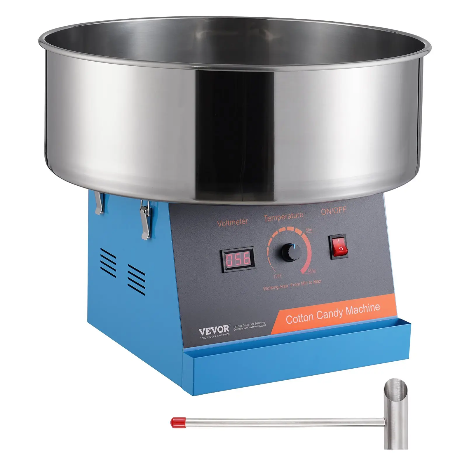 VEVOR 1000W Electric Candy Maker, Commercial Cotton Candy Machine with Stainless Steel Bowl, Sugar Scoop, Ideal for Kids' Birthday, Family Party (Blue)