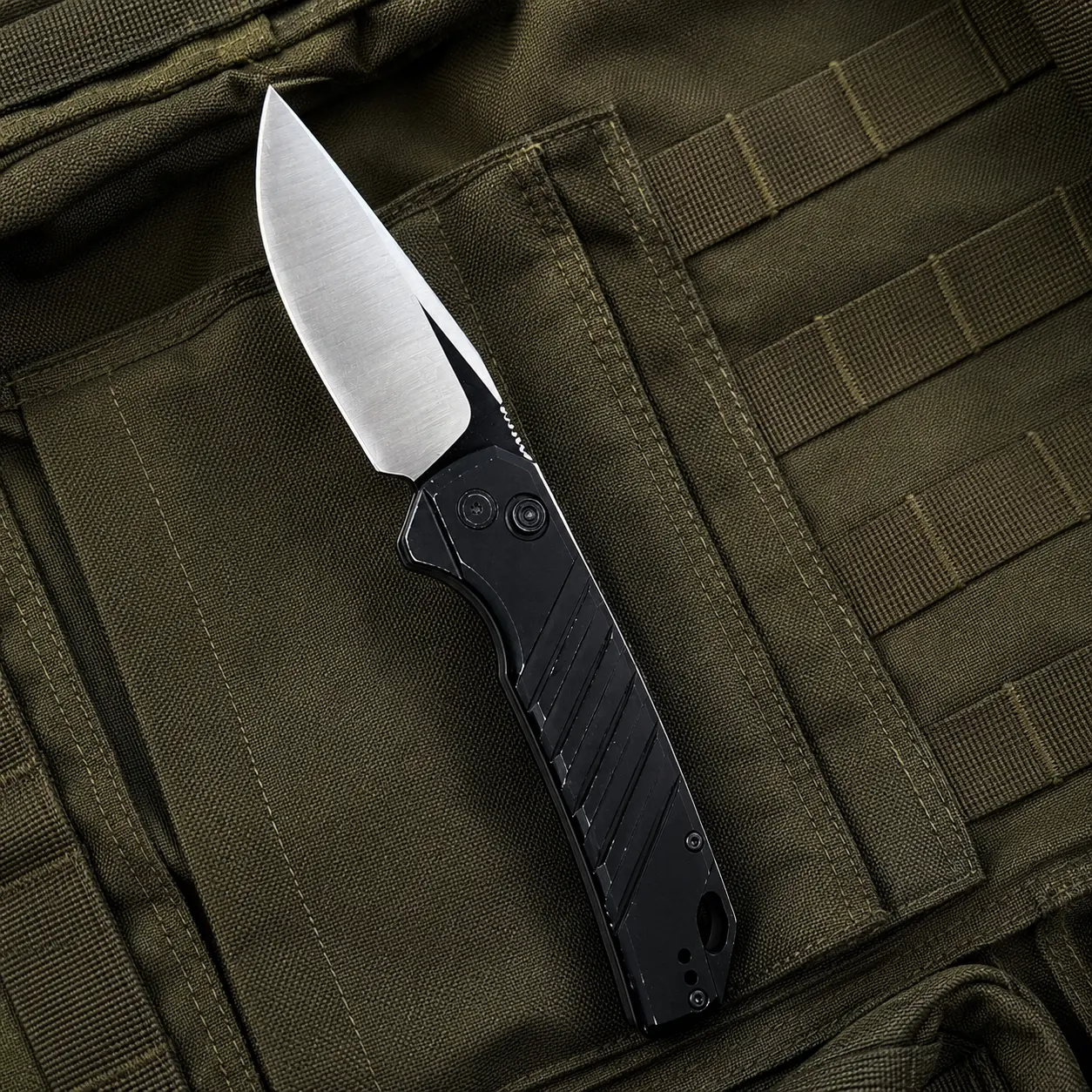 Survival Gear KS7305 Launch 23 Compact Folding Knife - 3.25" Blade Drop Point Tip, 8Cr13MoV Steel, Stainless Steel Frame Lock, Outdoor Prep Hiking Tool, Prepper Pick, Unisex