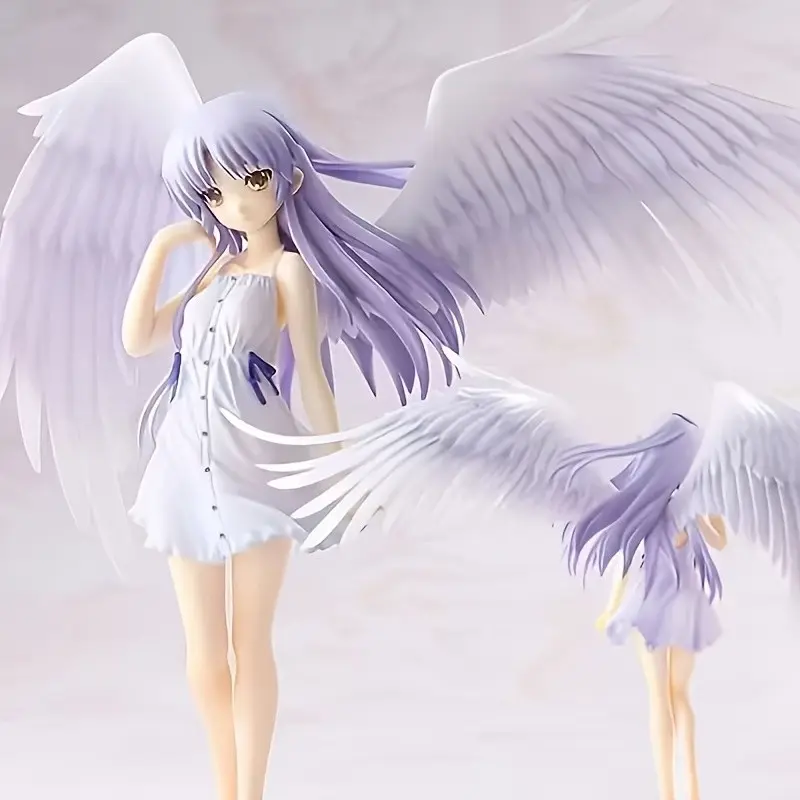 Anime Angel Girl Figure, Delicate Wings, Hair, Blue-Trimmed Dress, Perfect Gift for Anime Fans, Desk Decorative Item, Anime Figures