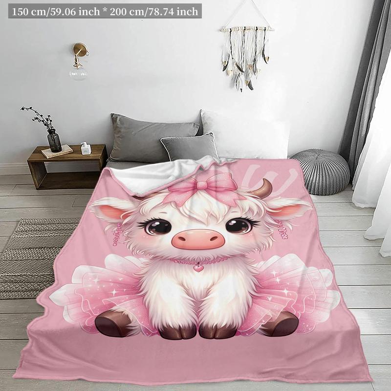 Cute Cartoon Cow Print Blanket Soft Warm Throw Blanket for Home Office Travel Camping Christmas Gifts Decoration 1 2 Counts Comfy Bedding Napping Blanket