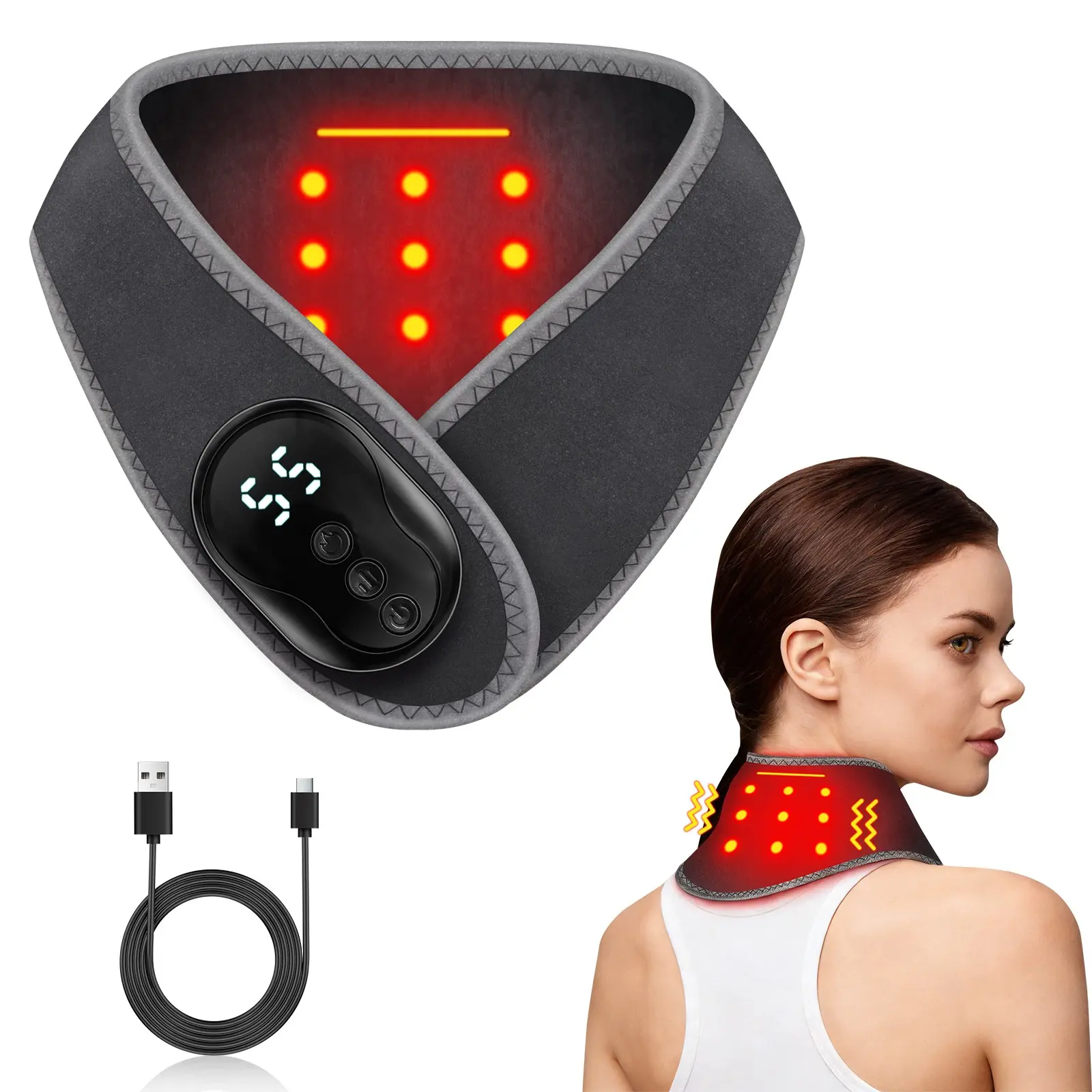 Neck Massager, 1pc Multi-Function Electric Massage Device, Warm Therapy Neck Massager, Ideal for Travel and Fitness, Hy118 Model