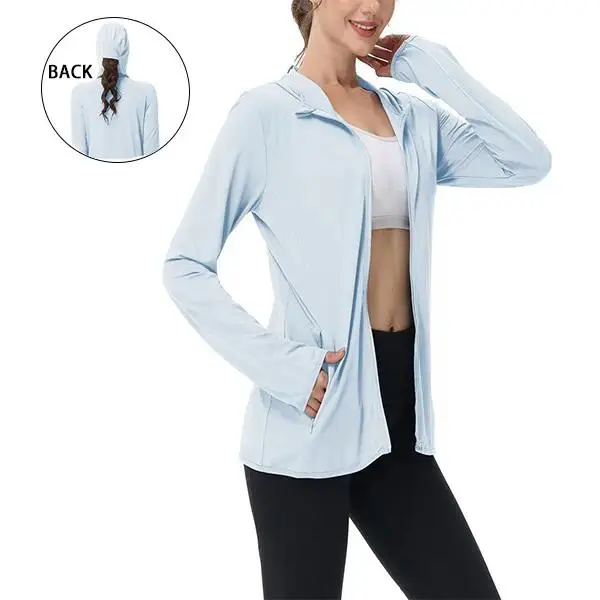 Women's Lightweight Long-Sleeved Sunscreen Hoodie Jacket - Stylish, Full-Range Large Elastic, Breathable, Cool - Suitable for Hiking, Fishing - Multiple Color Options, Style,back to school,back to school shopping