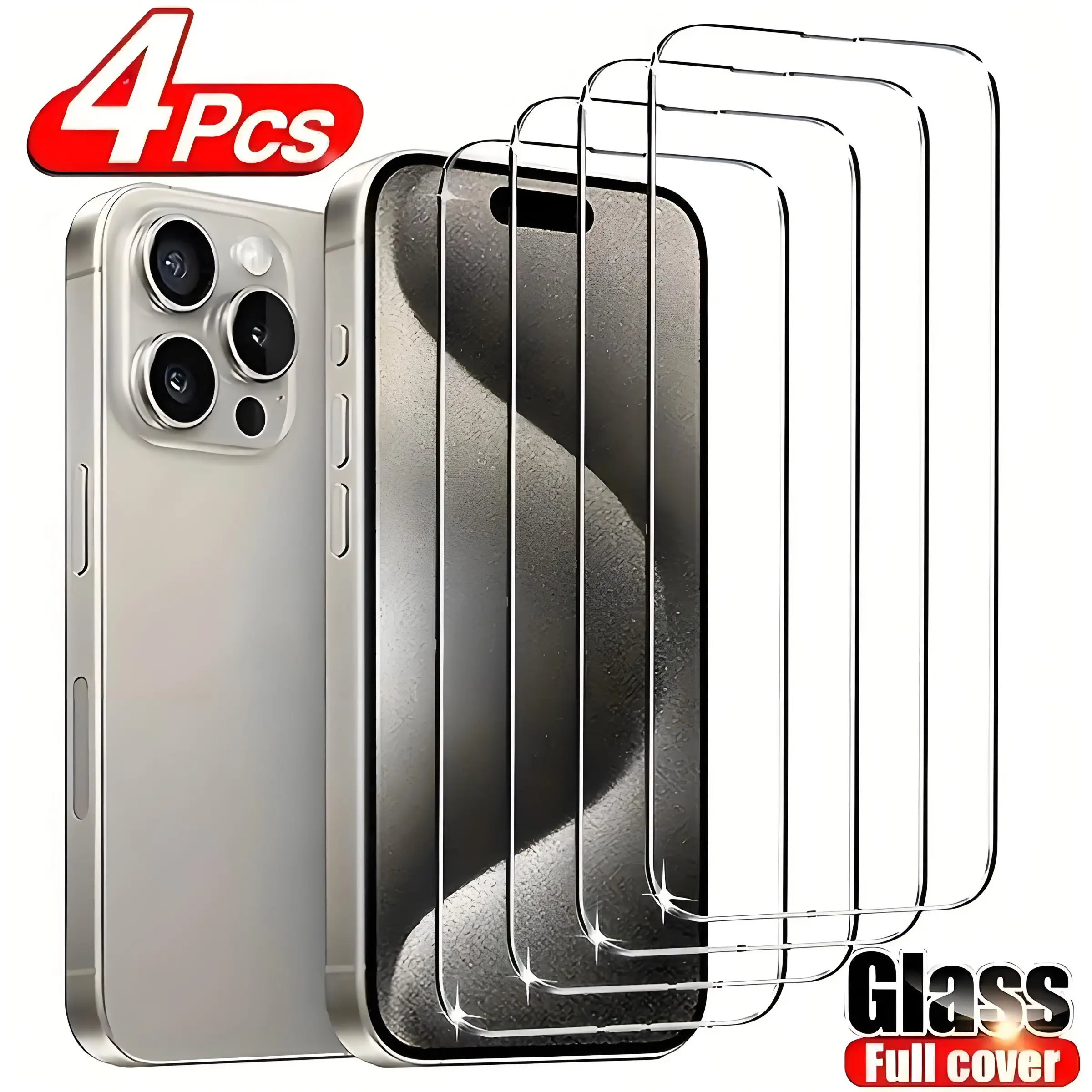 4pcs HD Tempered Glass Screen Protection for iPhone 11 12 13 14 15 16 17 Pro 13 14 15 16 17 Pro Max 17 Air 16e 14 15 16 Plus Protective Glass Film Protector