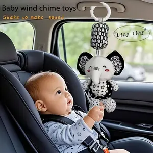 Portable Plush Baby Toy with Wind Chime and Rattle, and Design, Safe and Cute Newborn Gift, Suitable for Stroller and Crib Decor