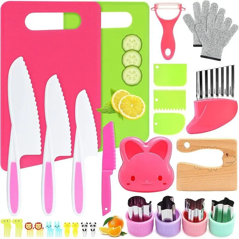 29-Piece Children's Kitchen Cooking Set, Child-Safe Plastic Cooking Utensils, Toddler Kitchen Supplies, Realistic Cooking Toys for Kids to Help Keep Them Engaged and Interested in Cooking, Kitchen Utensils, Toy Set.