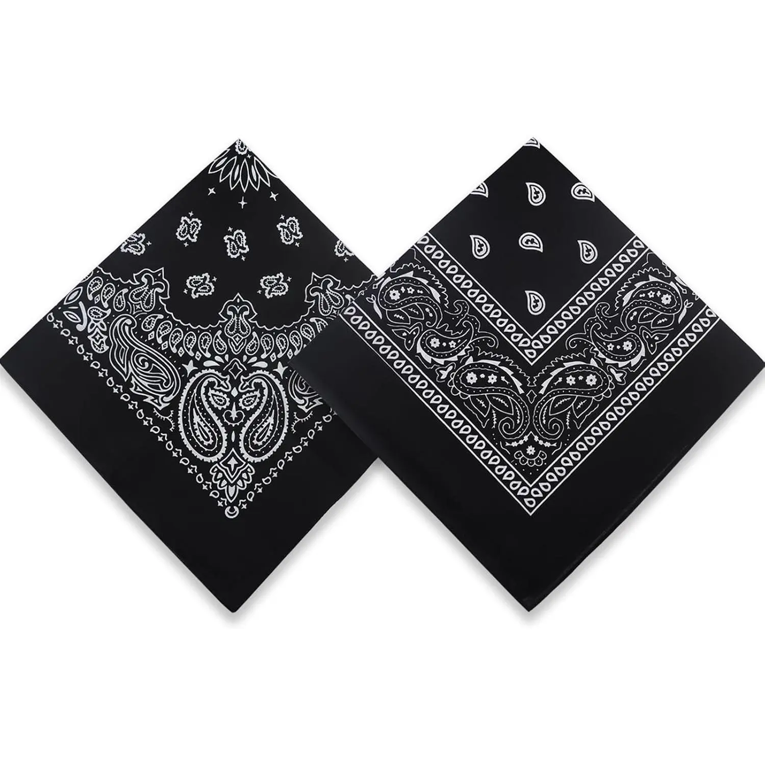 2 Pack Types of Paisley Pattern Bandanas, 22x22 Inches Cotton Bandanas Handkerchief Face Mask for Men & Women