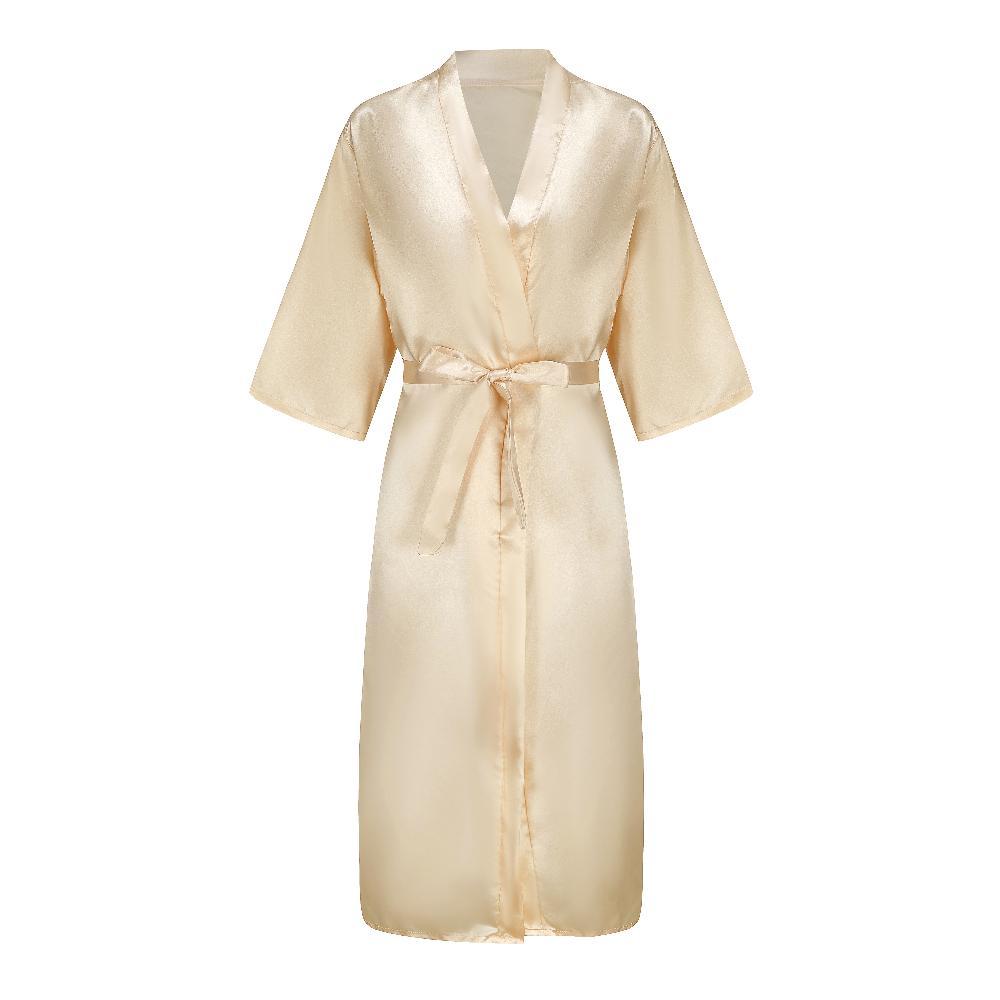 New Bridesmaid Robe With Black Letters Mother Sister of The Bride Wedding Gift Long Bathrobe Satin Kimono