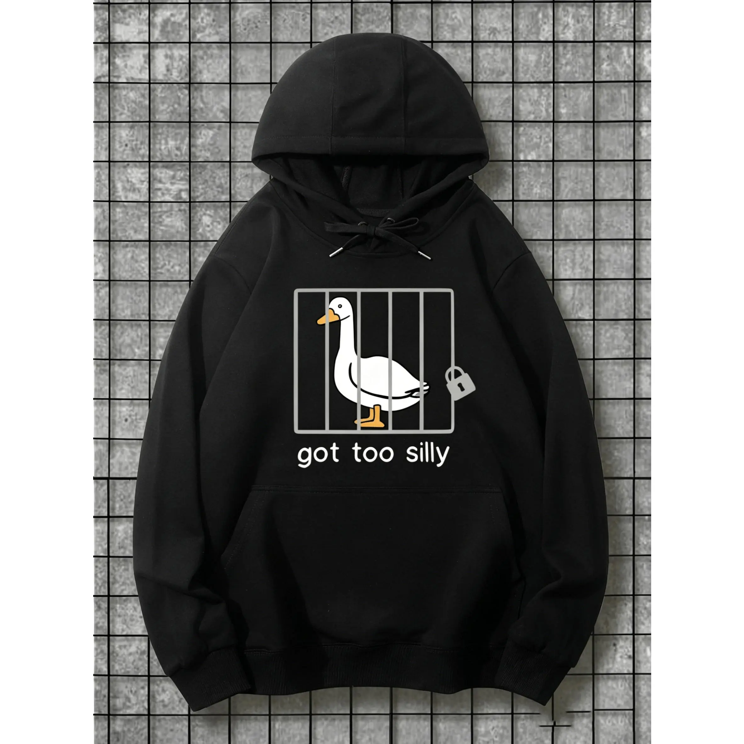 Got Too Silly Funny Cartoon Duck Graphic Hoodie, Novelty Cute Unisex Cotton Hooded Sweatshirt For Men Women Daily Casual