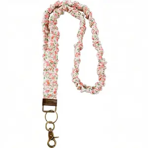 Cute Neck Strap Elastic Lanyard, Retractable Keychain Lanyard for Work ID Badge, Mobile Phone Bag, Floral Pattern, Adjustable, Comfortable, Stylish