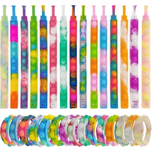 30 Pcs Pop Bracelet Bubble Fidget Toys for Party Favors, Hand Finger Silicone Wristband Bulk for Student Classroom Prizes, Goodie Bag Fillers Stuffers Birthday Christmas Valentine Gifts for Kidfidget toys