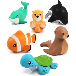 Mold Free Bath Toys, 6 Pack |   Sealed, No Hole Bath Toys Design Keeps Moisture Out |   Soft, Squeezable & Float on Water |   Easy-Grip Baby & Toddler Bath Toy Set |   Great Baby Pool Toys
