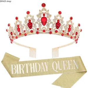 Rhinestone Queen Tiara Headband for Women, Crystal Crown Hair Accessory with Elegant Decorative Design for Parties, Costumes and Special Events