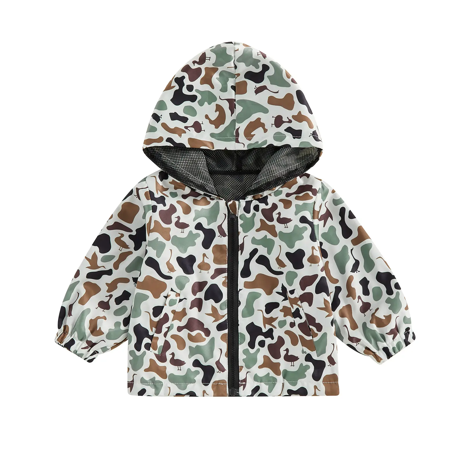 Toddler Baby Boys Mallard Duck Hunting Jacket with Pockets Casual Camo Print Zip Up Hooded Long Sleeve Coat Jacket