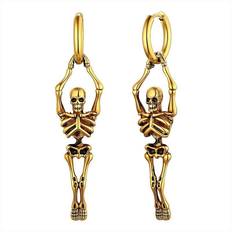Exaggerated Skeleton Bone Earrings Vintage Gothic Style Drop Earrings Cool Streetwear Accessories