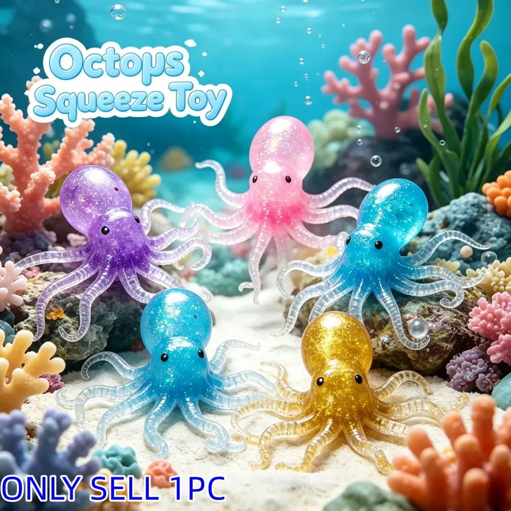 Octopus Stress Relief Toy, Soft Sensory Fidget Toy for Kids and Adults, Cute Elastic Collectible, Perfect for Parties and Gifts