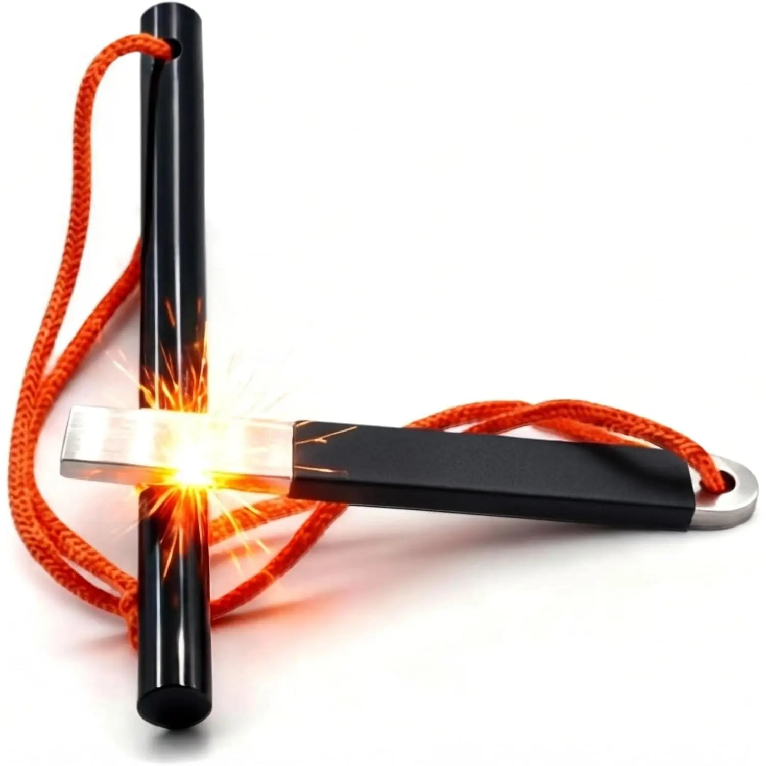 4" Portable Waterproof Ferrocerium Ferro Rod Fire Starter Survival Tool| Pocket-size, Flint and Steel, Magnesium Camping Emergency Fire Starters Kit with Striker, Outdoor Campfires Stick Firestarter