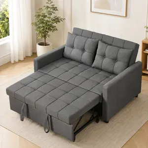 52" Sleeper Sofa with Pull-Out Bed, couch,3-in-1 Convertible Sofa Bed, Loveseat with Stepless Adjustable Backrest and Side Pocket, for Living Room Dorm Apartment,Day bed,,sofas para sala