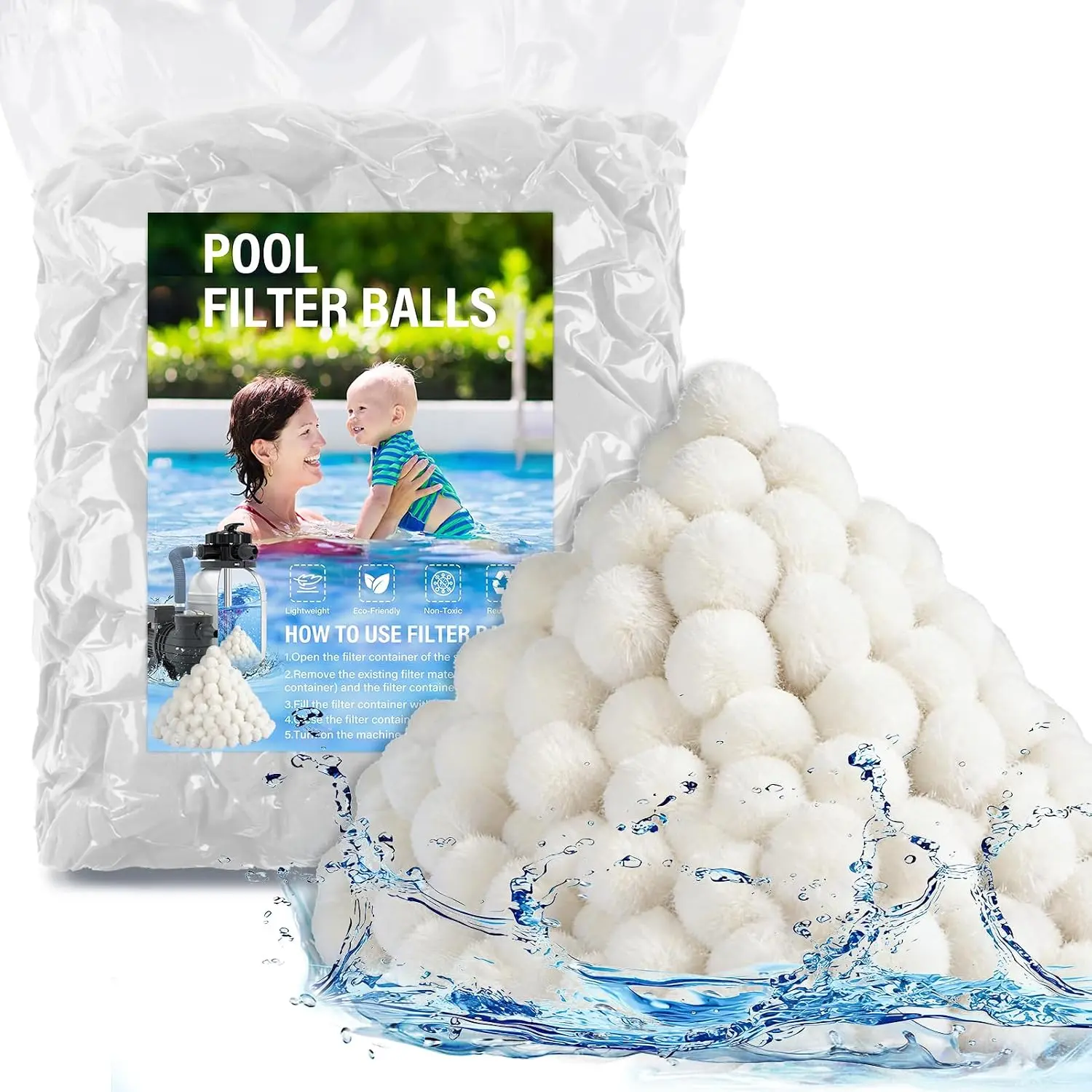4 lbs Pool Filter Balls for Filter Pump, Upgraded High-Density  Fiber Media Replace 150 lbs Filter Sand, Long-Lasting Filtration for Above Ground Swimming Pool, Aquarium & Pond