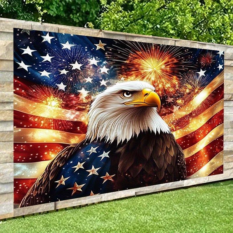 1pc a Patriotic Backdrop Featuring an Eagle And Fireworks for The 4Th of July - a Colorful Polyester Party Banner That Requires No Setup, Suitable for Indoor Or Outdoor Use During Celebrations, Bars