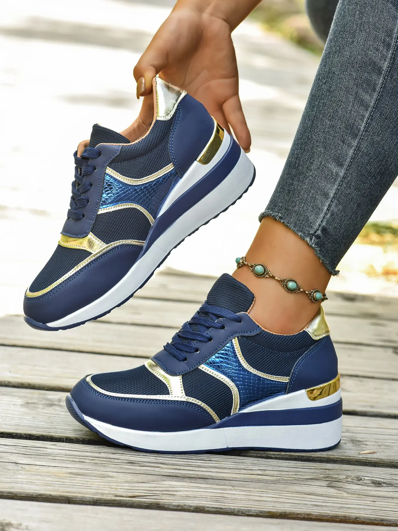 Breathable Mesh Inner Heel Lift Sports Shoes, All-Season Wear, Lightweight & Slimming Effect, Comfortable Fit