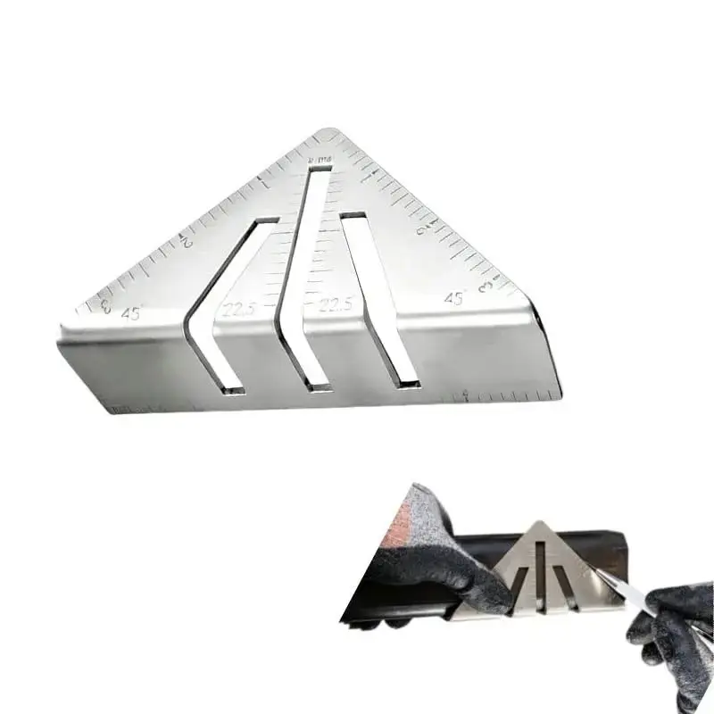 2/3PCS 22.5°-90° Miter Square Ruler Professional Heavy Duty Metalworking Carpentry Miter Square, Upgrade 3D Multi-Angle Protractor, Measurement High Precision Metal Triangle Ruler, Carpenter Measuring Layout Tool, Measuring Marking Tool
