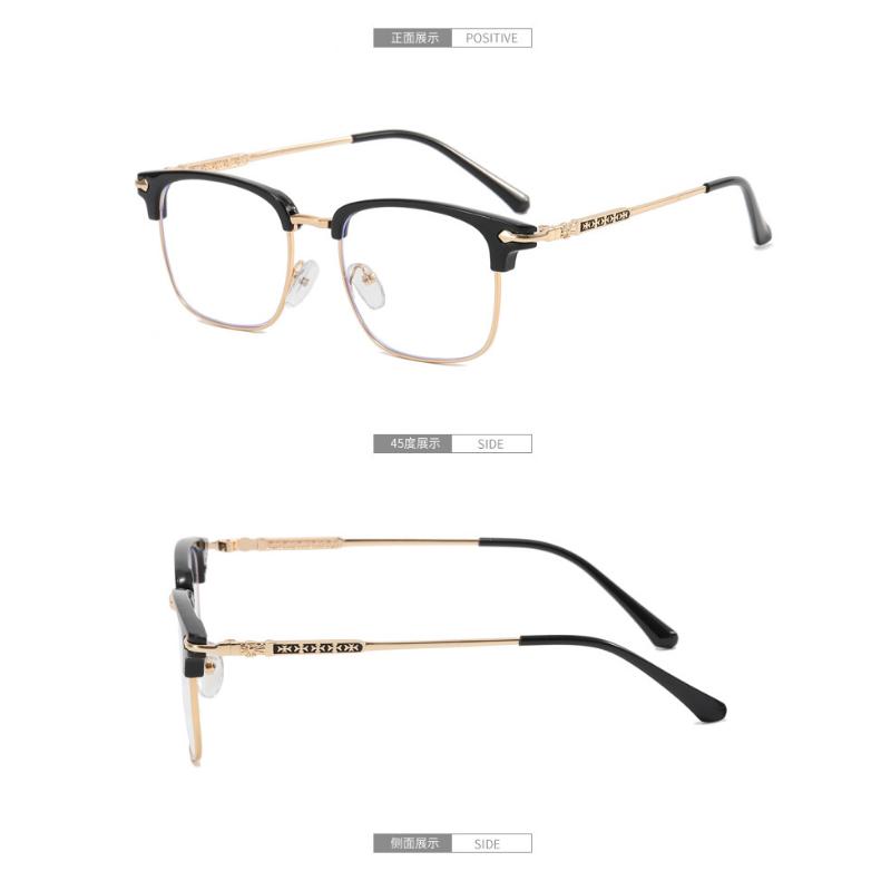 Same Style Retro Eyebrow Frame Glasses | Tech Nerd Handsome Men'S Fashion Trendy with Full Rim, Rectangular Shape, PC Frame, Resin Lenses, TR90 Temples