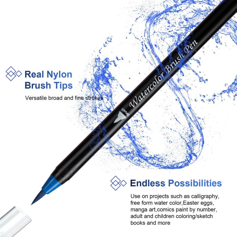 48 Colors Watercolor Brush Pen, 48pcs/set Nylon Brush Tip Water-based Ink Watercolor Brush for Students Beginner Water Color Kit