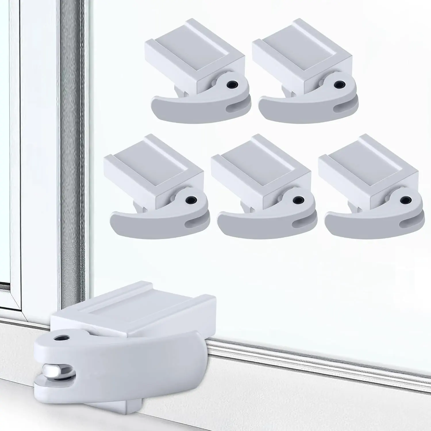 5 Pack Diecast Window Locks for Horizontal & Vertical Windows, Fits 1/16 to 1-3/16 Inch Wide Rails, Short Version, Easy Installation, Enhanced SafetyGift