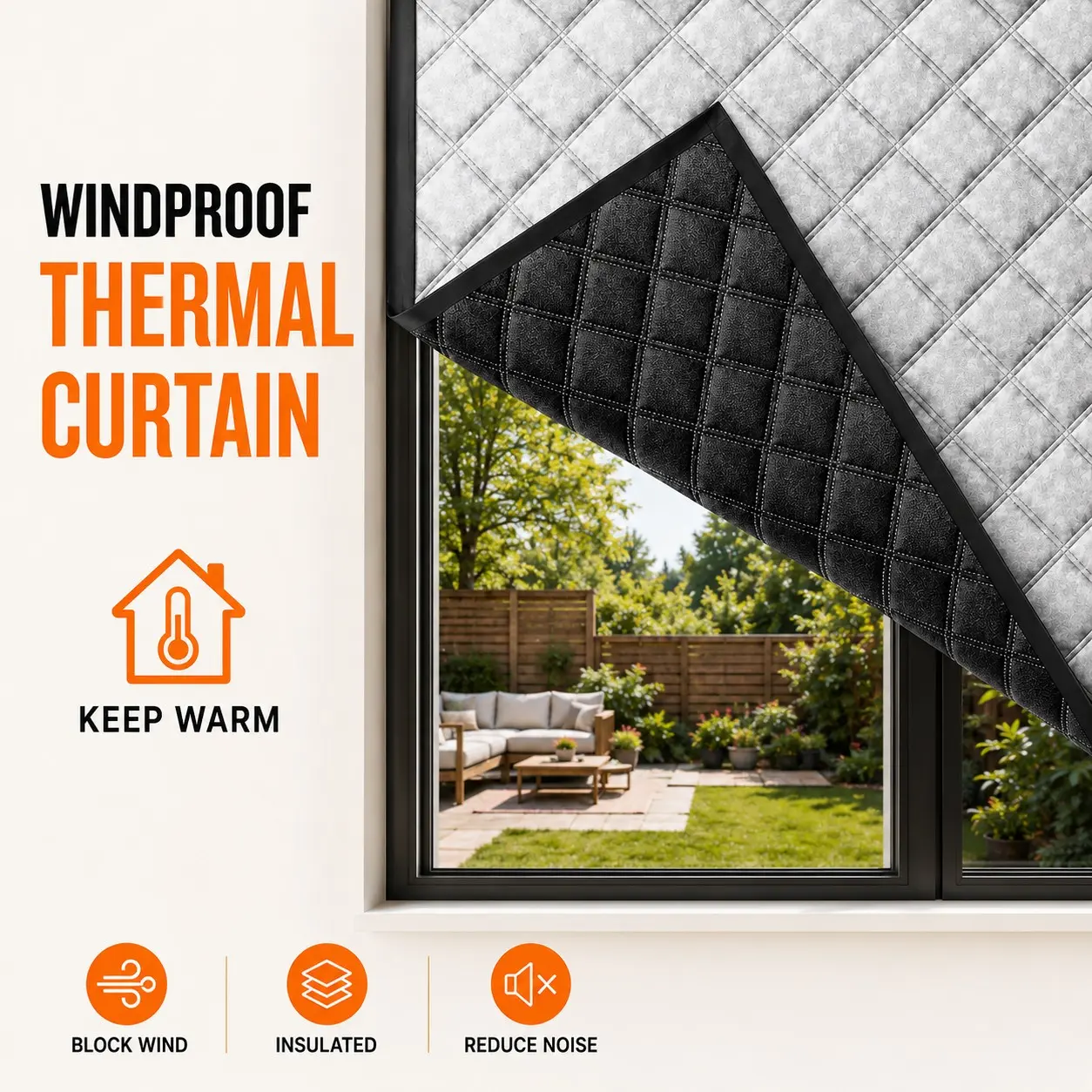 Winter Thermal Window Curtain Kit, Silver Diamond Aluminum Foil Insulated Blackout Curtain, Self-Adhesive No-Drill Windproof Cold Blocker for Bedroom Living Room Balcony Windows Window Hanging