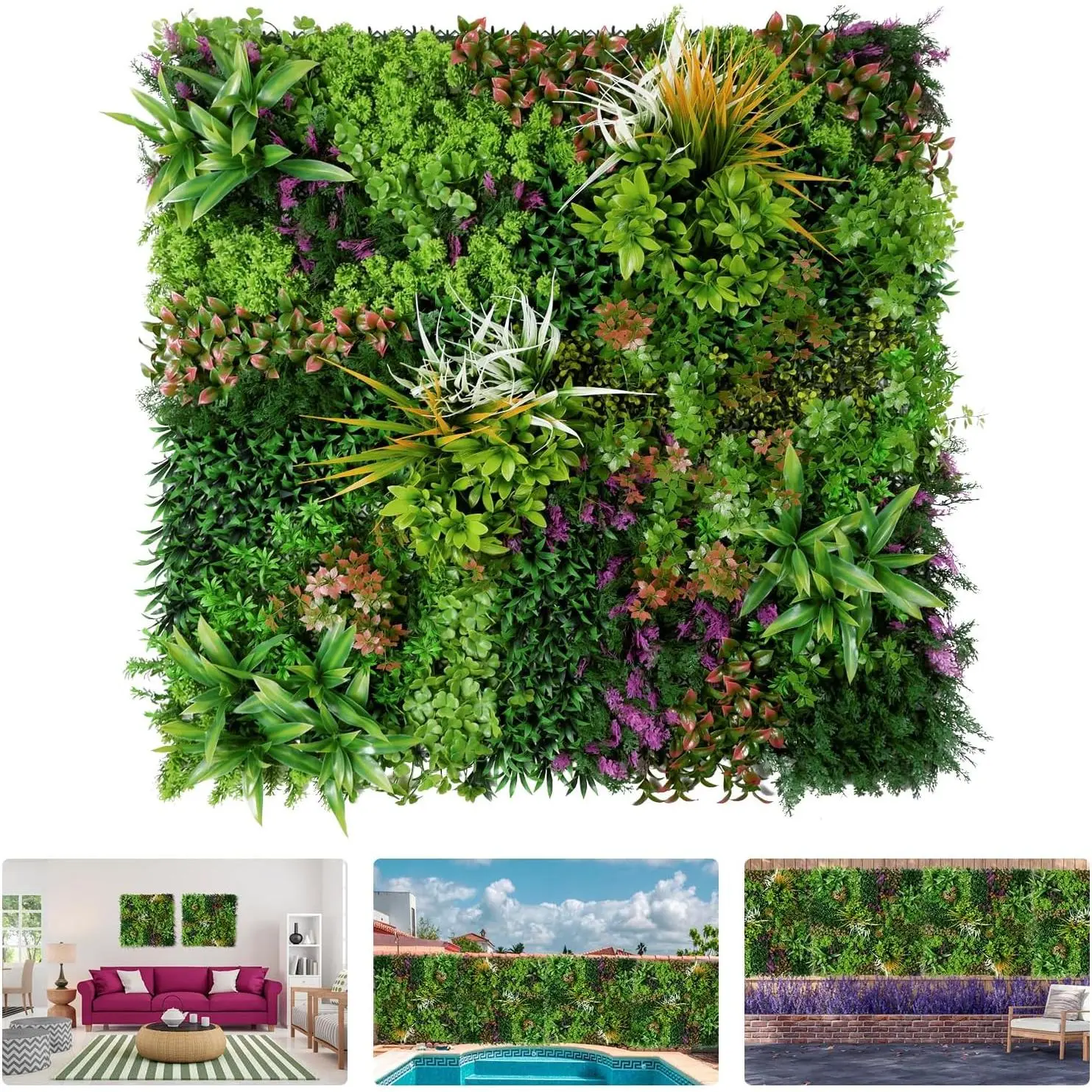 1 count 40"x 40" Artificial Grass for Wall,  Faux Boxwood Hedge Panels Green Wall Decor, Greenery Grass Wall Backdrop Panels for Indoor Outdoor Garden Backyard Ivy  Fence Covering