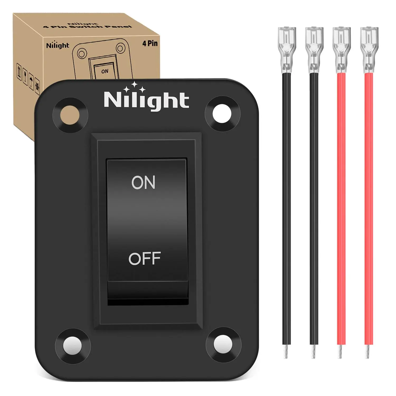 Nilight ON-Off Switch Panel 12V 20A 4 PIN DPST Toggle Switch