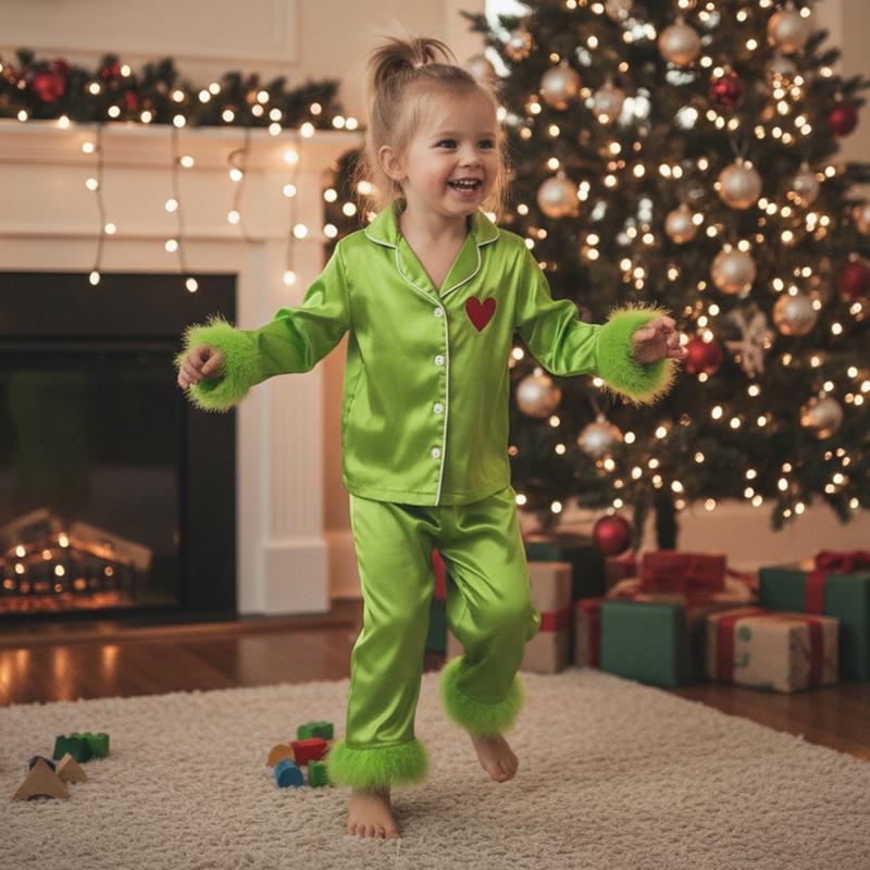 Valentines Day Dad Mommy and Me Pajamas Matching Sets Long Sleeve Lapel V Neck Button Down Tops and Elastic Waist Pants Loungewear Dress Cosplay Clothes Pajamas Set